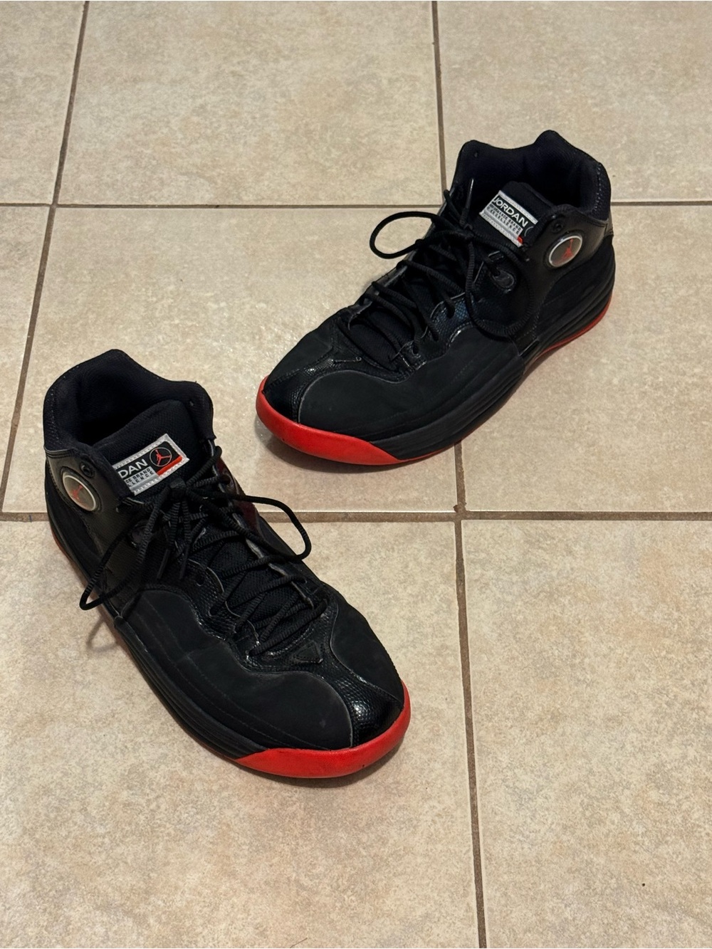 Jordan Jumpman Team 1 Black Red Men Size 10.5 644938-023 Excellent NoBox SmokePe